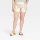 Women's Plus Size High-rise Midi Jean Shorts - Universal Thread White Floral