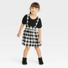 Toddler Girls' Buffalo Short Sleeve Top & Check Skirtall Set - Cat & Jack Black