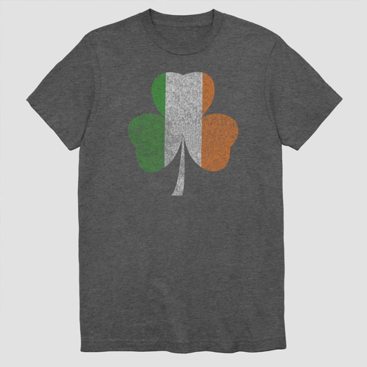 Fifth Sun Men's Irish Clover Charmer Short Sleeve Graphic T-shirt - Charcoal Heather S, Men's, Size: