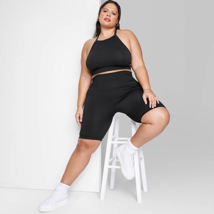 Women's Plus Size Seamless Tiny Tank Top - Wild Fable Black