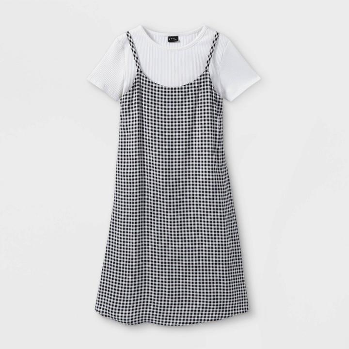 Girls' 2 For 1 Challis Slip Dress - Art Class Black/white