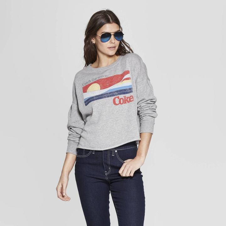 Women's Coca-cola Catch The Wave Sweatshirt (juniors') - Gray