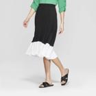 Women's Colorblock Pleated Skirt - A New Day Black/white