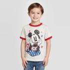 Toddler Boys' Americana Mickey Mouse T-shirt - Oatmeal Heather 12m, Boy's, Beige