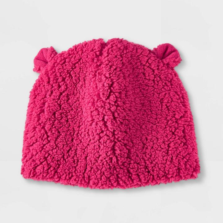 Kids' Teddy Fleece Beanie - Cat & Jack Pink