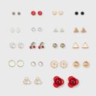 Mixed Stud, Cherry And Flower Multi Earring Set 18ct - Wild Fable,