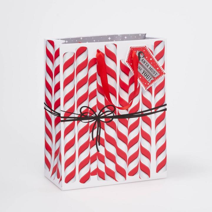 Large Candy Canes Gift Bag Red - Wondershop