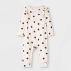 Baby Girls' Dot Rib Romper With Headband - Cat & Jack White/charcoal Gray Newborn