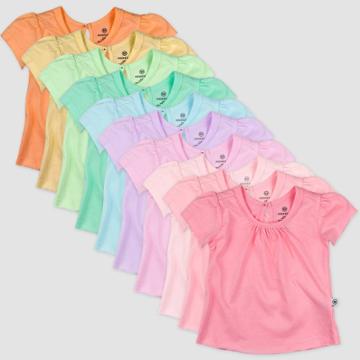 Honest Baby Girls' 10pk Rainbow Organic Cotton Puff Sleeve T-shirt - Newborn, One Color