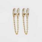 Sugarfix By Baublebar Double Hoop Stud Earrings With Chain - Clear