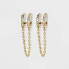 Sugarfix By Baublebar Double Hoop Stud Earrings With Chain - Clear