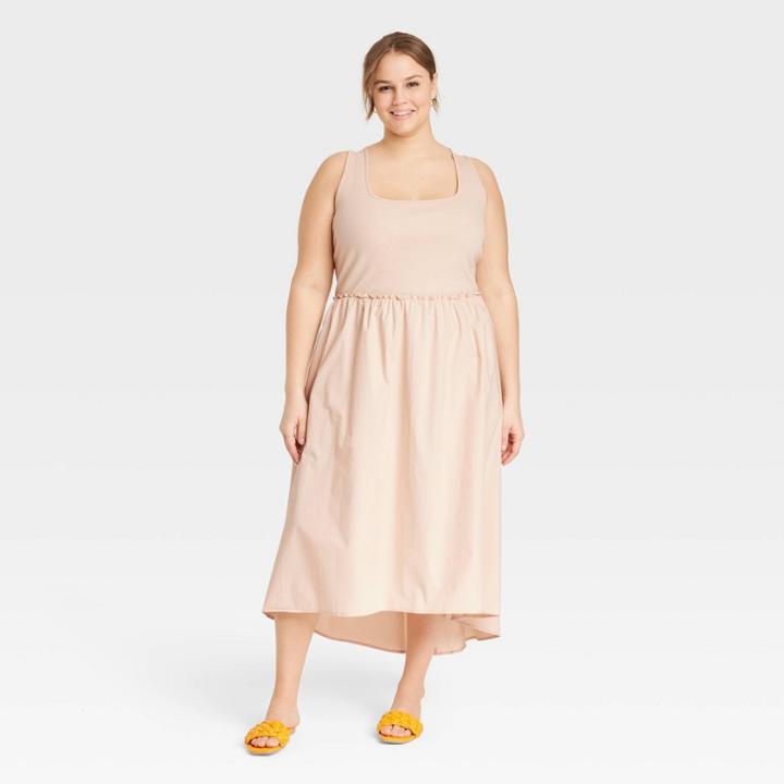 Women's Plus Size Sleeveless Ballet Dress - A New Day Taupe