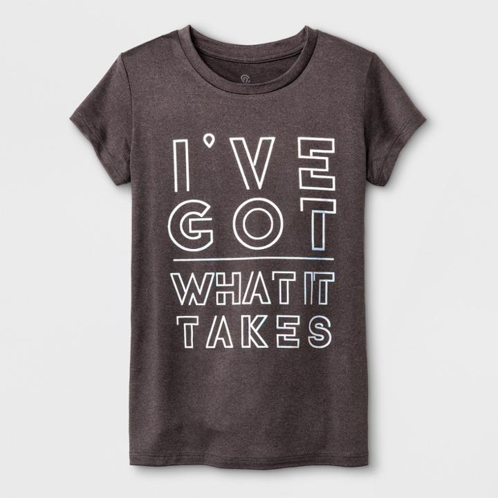 Girls' Graphic Tech T-shirt I've Got What It Takes - C9 Champion Railroad Gray Heather