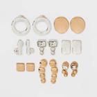 Organic Shape Stud Earring Set 8pc - A New Day , Gold/nickel/silver