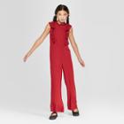 Girls' Lace Ruffle Jumpsuit - Art Class Red