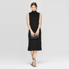 Women's Sleeveless Turtleneck Rib Knit Midi Dress - A New Day Black