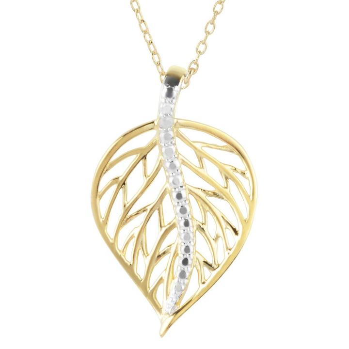 Women's Journee Collection Spine Leaf Pendant Necklace In Sterling Silver - Gold