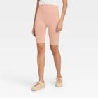 Women's High-waist Cotton Blend Seamless 7 Inseam Bike Shorts - A New Day Blush