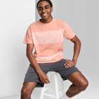 Men's Striped Rolled Collar Knit T-shirt - Original Use Pink