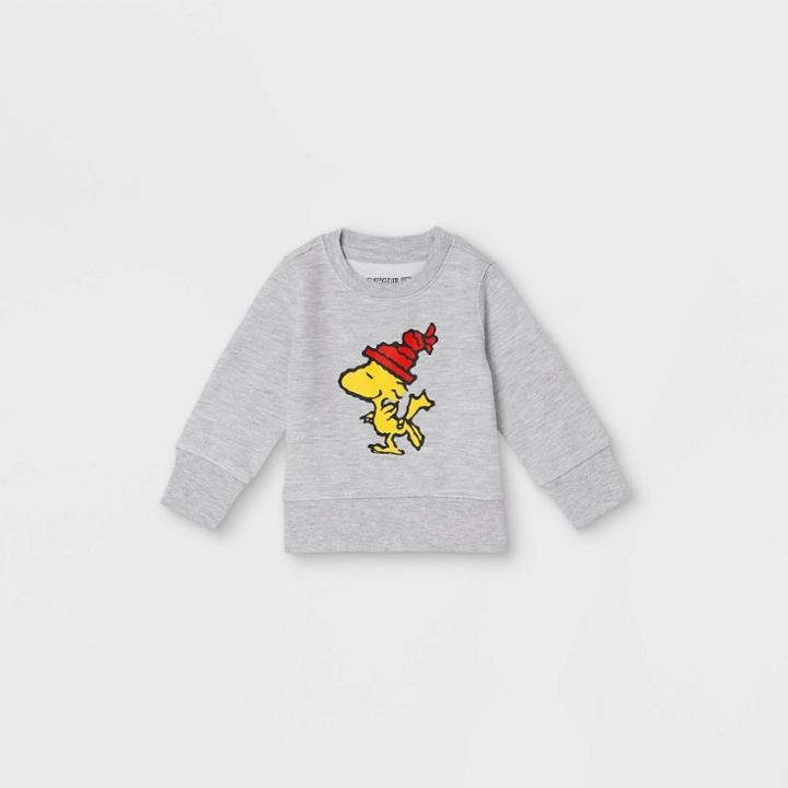 Baby Peanuts Family Holiday Graphic Sweatshirt - Light Gray Wash Newborn
