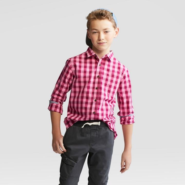 Boys' Long Sleeve Button-down Shirt - Cat & Jack Pink