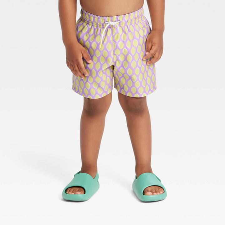 Toddler Boys' Lemon Print Swim Shorts - Cat & Jack Yellow