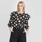 Women's Polka Dot 3/4 Sleeve Blouse - Who What Wear Black/white