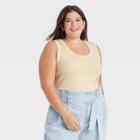 Women's Plus Size Slim Fit Tank Top - A New Day Light Yellow
