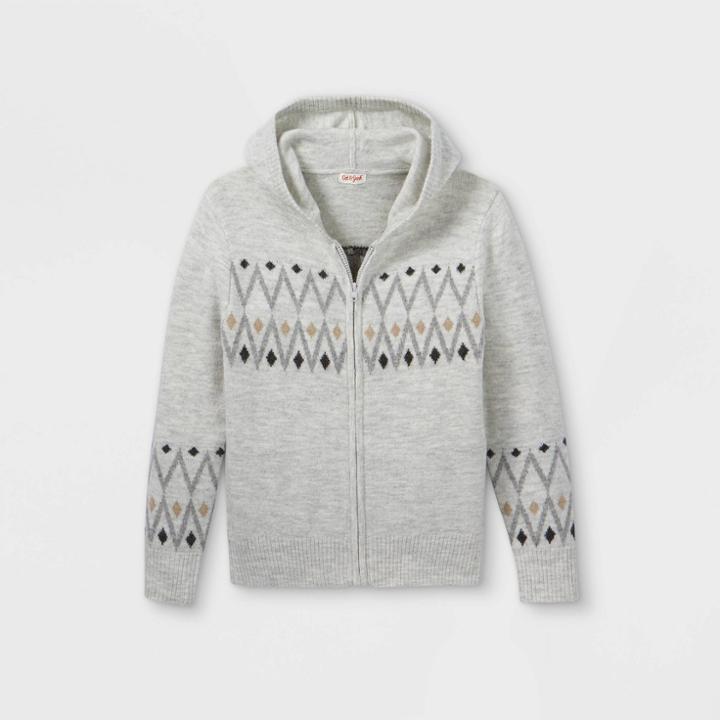 Boys' Full-zip Fair Isle Hooded Sweater - Cat & Jack Cream