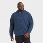Men's Big & Tall Camo Print Cotton Fleece Full Zip Hoodie - All In Motion Navy