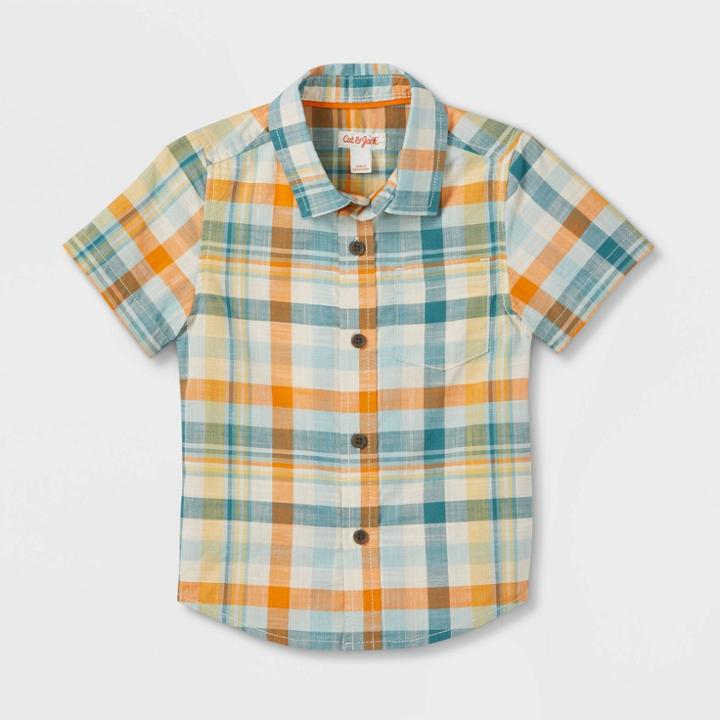 Toddler Boys' Short Sleeve Poplin Shirt - Cat & Jack Orange