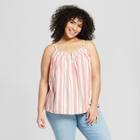 Women's Plus Size Striped Smocked Front Tank - Universal Thread Red