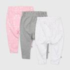 Honest Baby Baby Girls' 3pk Love Dot Organic Cotton Cuff-less Harem Pants - Pink Newborn