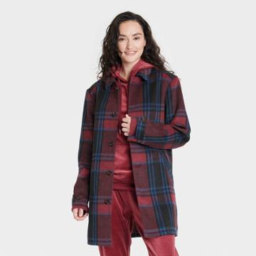 Houston White Adult Long Overcoat - Red/blue Checkered Xxs/xs
