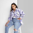 Women's Plus Size Shirt Jacket - Wild Fable Lavender Plaid 1x, Purple Plaid