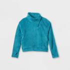 Girls' High Pile Sherpa Fleece 1/4 Zip Pullover Sweatshirt - All In Motion Teal Green