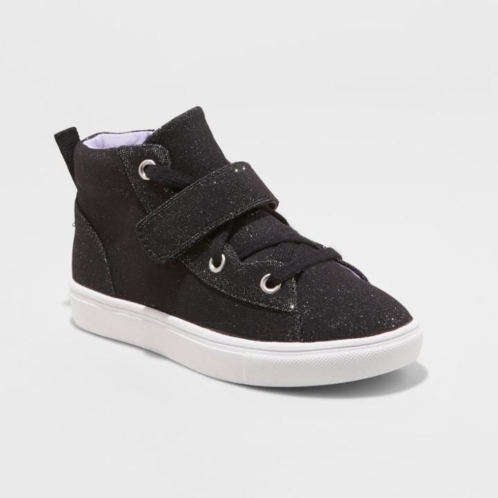 Girls' Regan High Top Glitter Sneakers - Cat & Jack Black