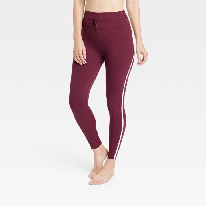 Women's Simplicity High-rise Striped Leggings - All In Motion Dark Red