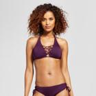 Women's Strappy High Neck Halter Bikini Top - Mossimo Deep Plum Purple