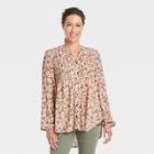 Women's Long Sleeve Smocked Button-front Shirt - Knox Rose Blush