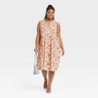 Women's Plus Size Sleeveless Linen Tie-front Dress - Universal Thread Blush