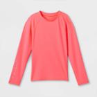 Girls' Solid Raglan Long Sleeve Rash Guard Swim Shirt - Art Class Pink