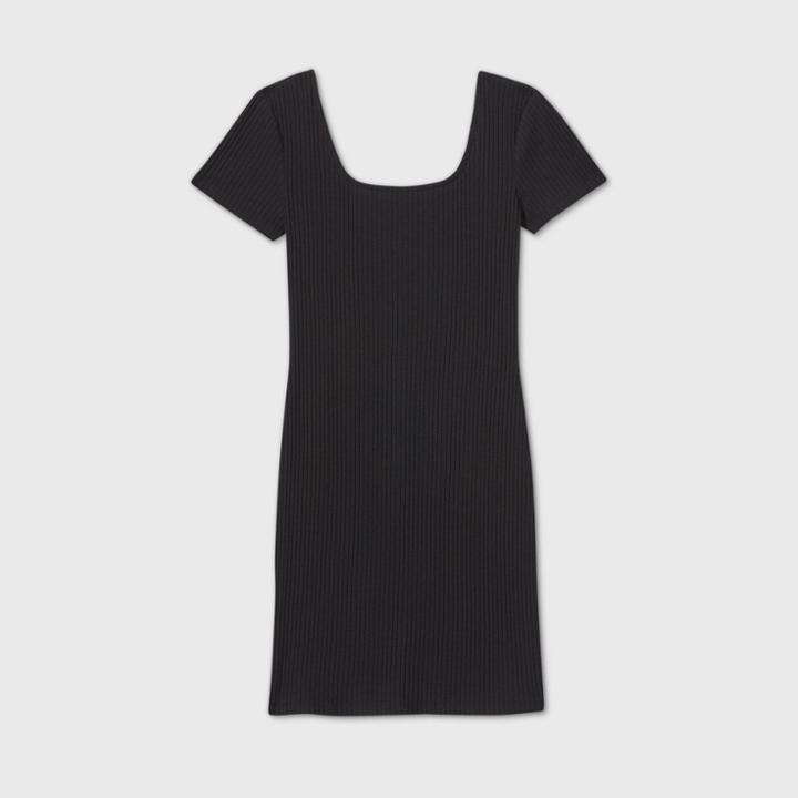 Women's Plus Size Short Sleeve Knit Dress - Wild Fable Black