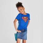 Dc Comics Plus Size Girls' Superman Short Sleeve T-shirt - Blue
