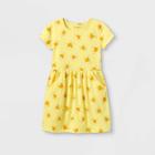 Girls' Printed Short Sleeve Knit Dress - Cat & Jack Yellow