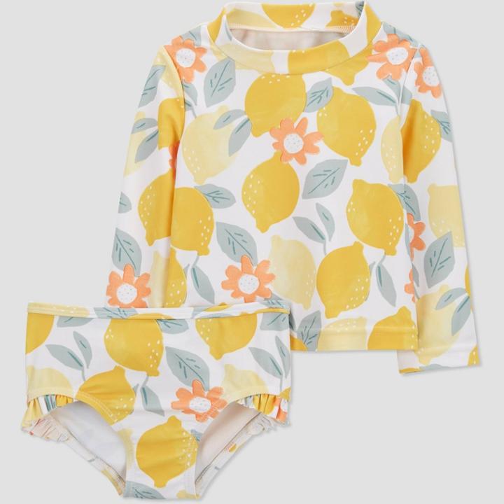 Baby Girls' Lemon Print 2pc Rash Guard Set - Just One You Made By Carter's Lemon Yellow