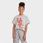 Girls' Boxy Cropped Usc Graphic T-shirt - Art Class Gray