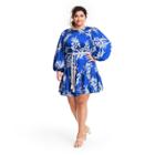 Plus Size Floral Long Sleeve Rope Belt Tiered Dress - Alexis For Target Blue