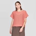 Women's Short Sleeve Crewneck Blouse - Prologue Rose
