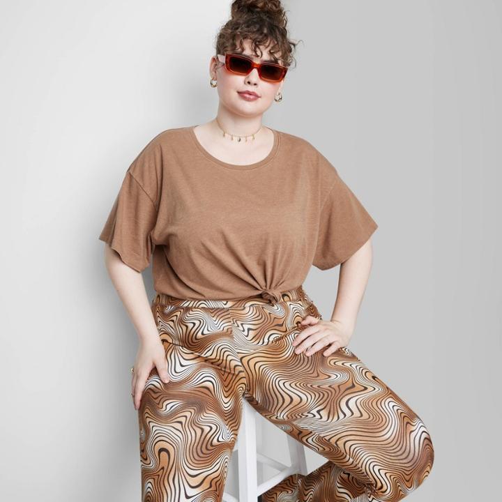 Women's Plus Size Short Sleeve Cropped T-shirt - Wild Fable